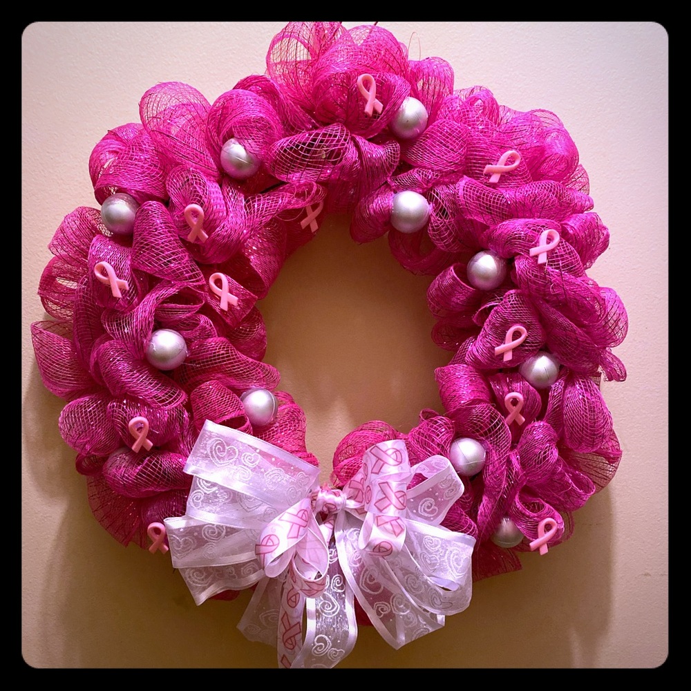Pink Breast cancer wreath